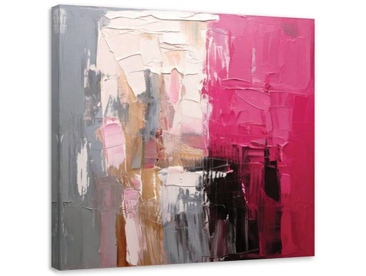 Feeby Leinwandbild Abstraktion Impressionismus Rosa 50x50cm, Quadratisch, 50x50 cm, Bilder & Rahmen, Bilder, Leinwandbilder