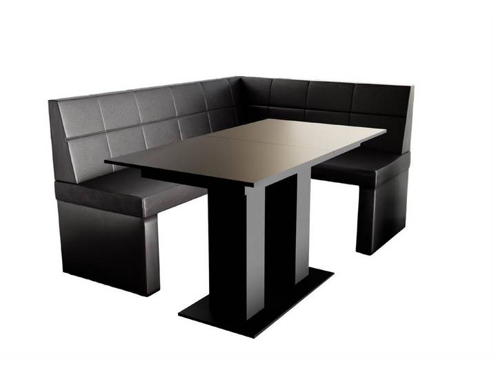 Fun Möbel Eckbankgruppe Eckbankgruppe „BLAKE“ Größe 168x128cm mit Tisch Schwarz, ausziehbarer Tisch