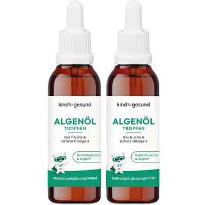 Kindgesund Algenöl Tropfen DHA und EPA reich 2x 2x50 ml zum Einnehmen