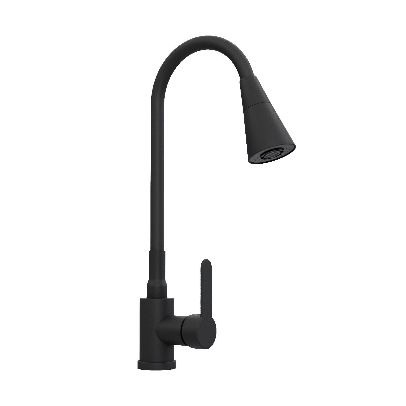 QLS Keukenmengkraan met flexibele uitloop en 2 straalstanden, zwart, model 10904