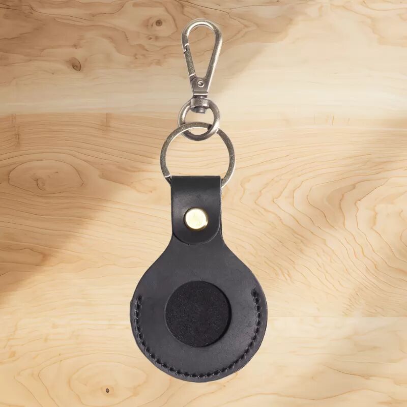 INF Premium Leder AirTag Hülle mit Schlüsselring - Braun Schwarz
