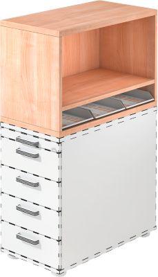 Aufsatzregal , für Standcontainer, 1 Fachboden, Nußbaum-Dekor