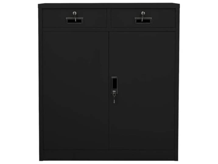 HKLGBVCR Büroschrank, Stahl, 90 x 40 x 102 cm, Schwarz Typisches Aktenordner-Design, 2 verstellbare Einlegeböden, Schubladen mit Kugellagern, 3 Abschnitte, leicht zu reinigen