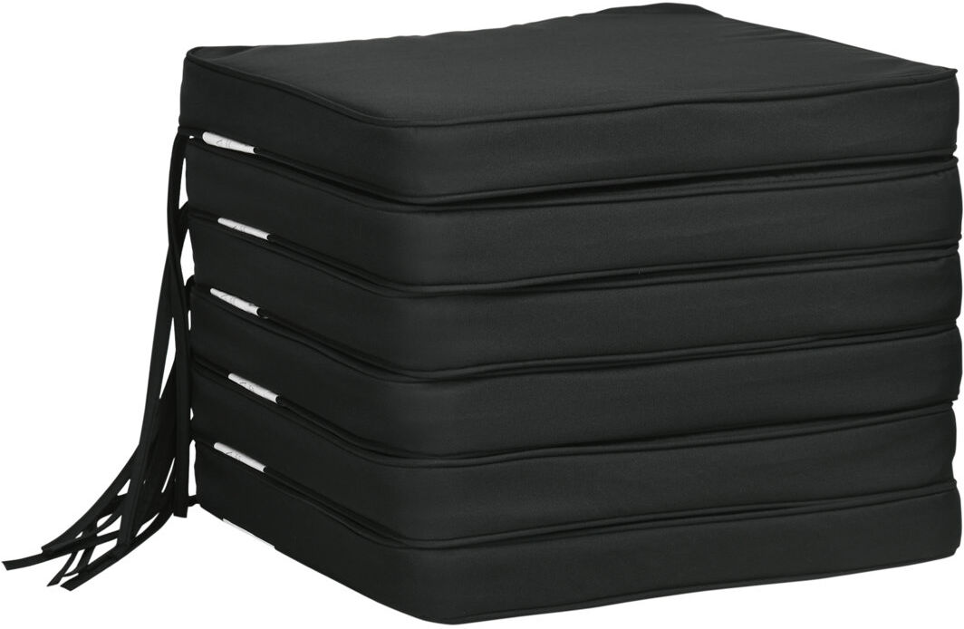 17 Stories Outsunny Chair Cushion Seat Pads Dining Chair with Straps Set of 6 Black 42cm W
