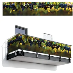 BALKON-SICHTSCHUTZ Trauben - Wein - Natur - Grün Groß 500x95 cm