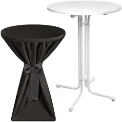 STEHTISCH Sylt Ø 80cm Weiß mit Premium Stehtischhusse Ø 80cm Schwarz