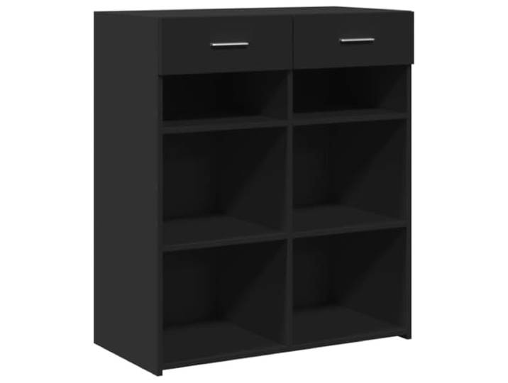 HGFDVCMR Sideboard Schwarz 80x42,5x93 cm Holzwerkstoff Anrichte Elegante Anrichte in Schwarz für Wohnzimmer und Flur. Zwei geräumige Schubladen schaffen Ordnung im Alltag.