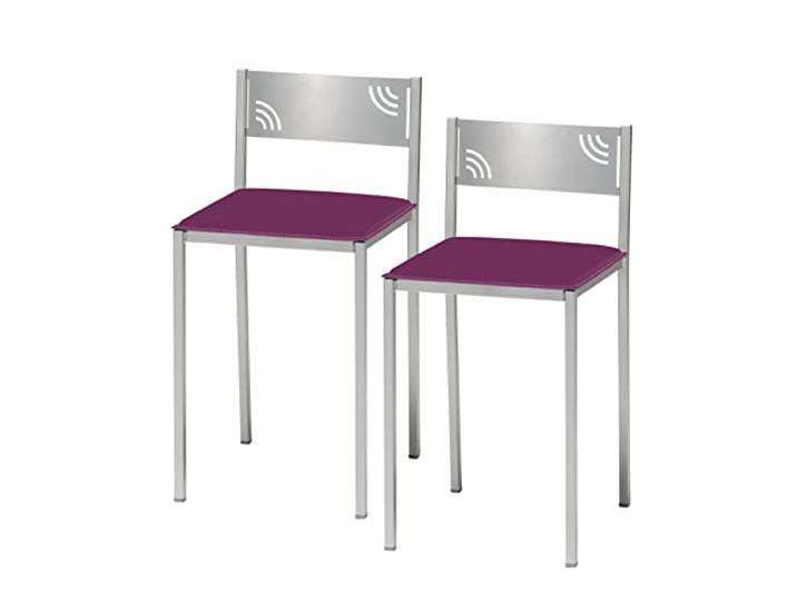 ASTIMESA Zwei Küchenhocker mit niedriger Rückenlehne aus Kunstleder, Aubergine, Sitzhöhe 45 cm