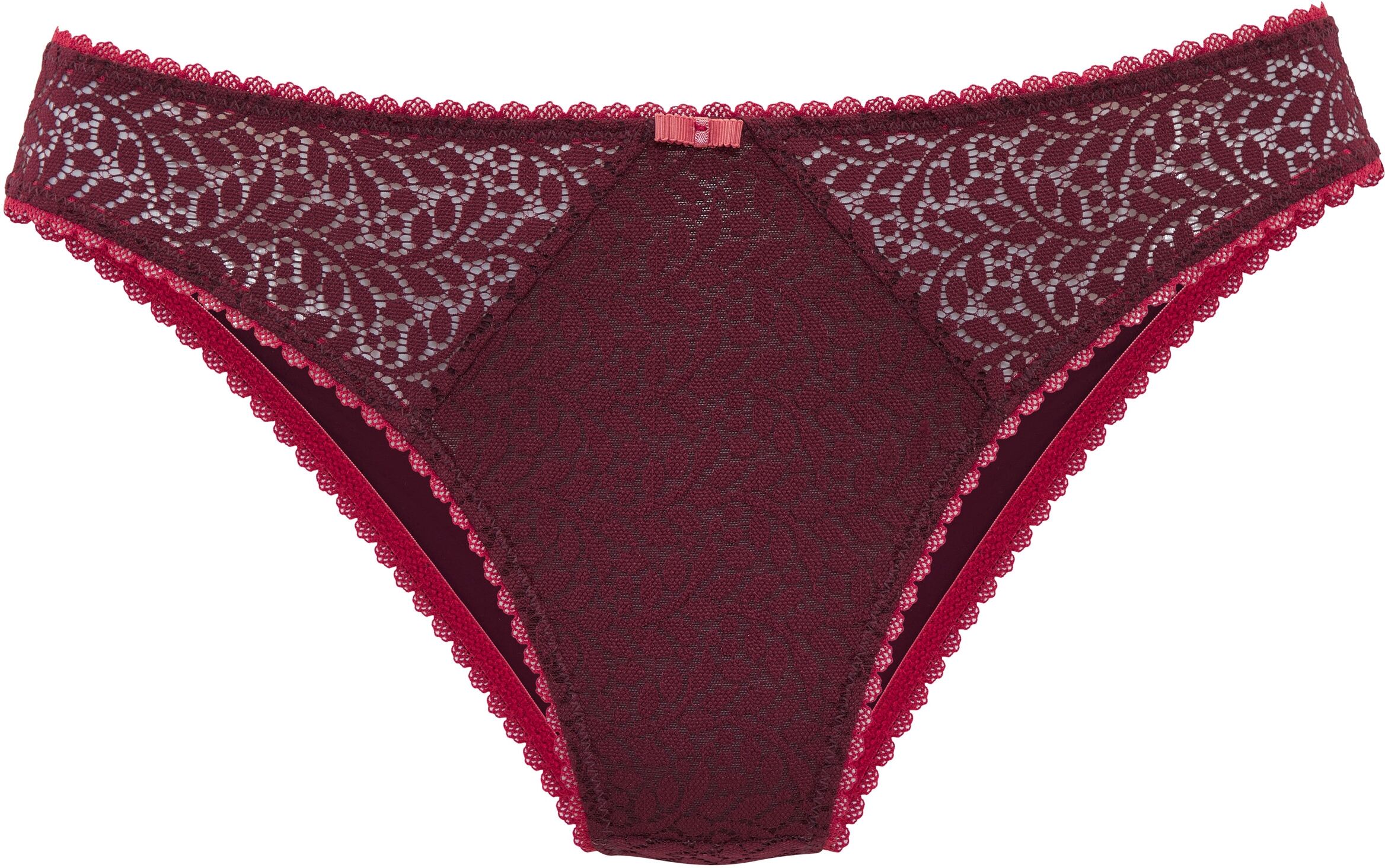 Slip NUANCE BY LASCANA, Damen, Gr. 48/50, bordeaux, rouge, Spitze, Obermaterial: 88% Polyamid, 12% Elasthan, Unterhosen Slip bordeaux, rouge 48/50