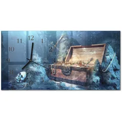 WANDUHR aus Glas 60x30 cm - Unterwasserschätze