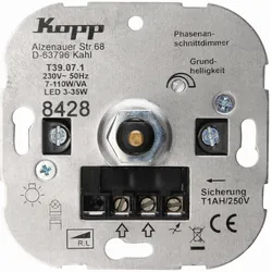 Kopp 1 Stück Einsatz Dimmer HK05, HK 07 Aluminium 842800008, Schalter + Taster, Grau