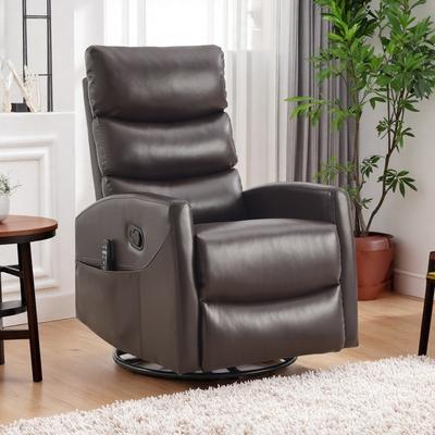 Manual Recliner Chair with Rocking & 360° Swivel, Heat Massage for Living Room