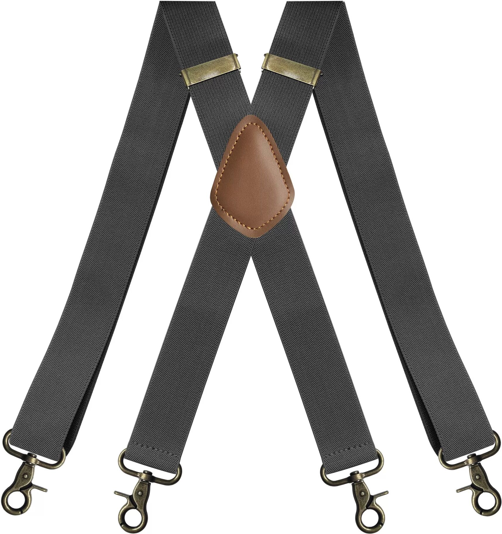 INF Verstellbarer, elastischer Hosenträger mit 4 Clips in X-Form Dunkelgrau