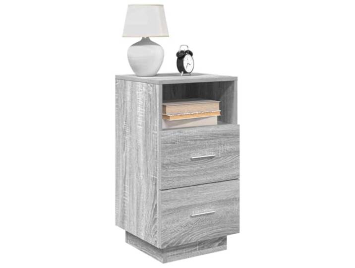 HEFZGDB Nachttische 2 Stück mit 2 Schubladen Grau Sonoma 36x36x68 cm Holzwerkstoff Stauraum Schlafzimmer Möbel