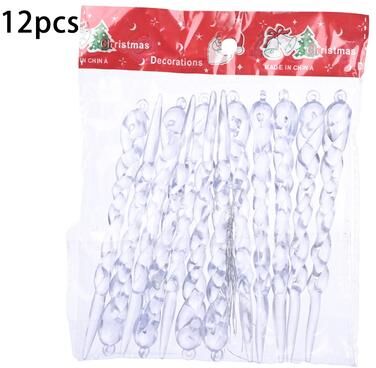 Youfap Market Holiday Home Party Decor, Crystal Clear Ice Pendants Christmas Tree Ornaments, Icicle Xmas Decorations white