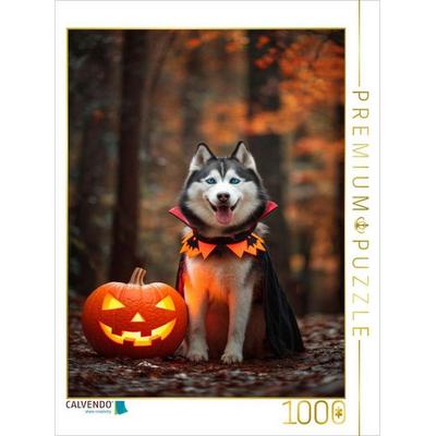 CALVENDO Puzzle Husky - Halloween im Herbstwald | 1000 Teile Lege-Größe 64 × 48 cm Foto-Puzzle für glückliche Stunden, von , Calvendo Puzzle