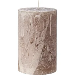 IB Laursen Rustikale Stumpenkerze mit Textur Ø 9,6 cm, Höhe 15, Ø 9.6 cm, leinen