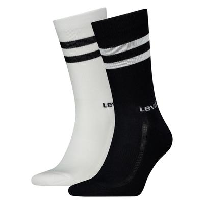 Socken LEVI'S "LEVIS REGULAR CUT SPORT STRIPE 2P", Herren, Gr. 43-46, Sockengröße, schwarz-weiß (schwarz, weiß), Baumwollmischung, unifarben mit Farbeinsatz, normal, Socken Socken, mit auffälligen Streifen