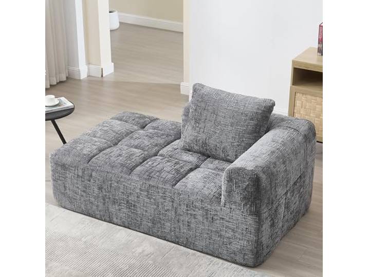 Ropilly Chaiselongue Sofa Chenille Polstersofa ohne Aufbau mit Seitentaschen für Wohnzimmer