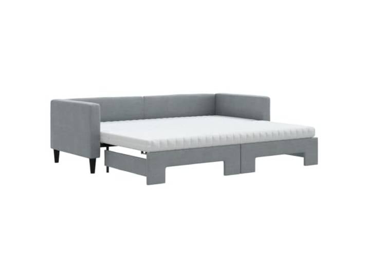 Makastle Ausziehbares Tagesbett mit Matratze Hellgrau 80x200cm 100% Polyester Stoff