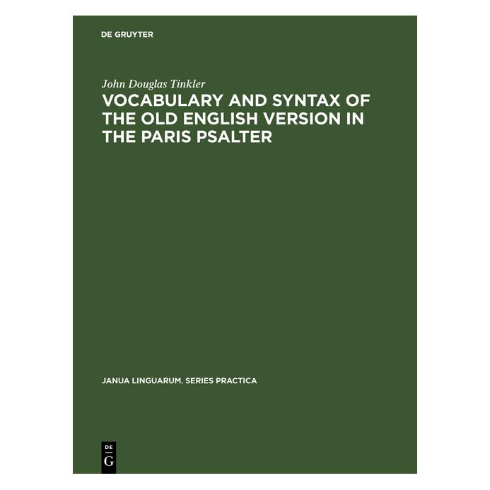 De Gruyter Tinkler:Vocabulary and syntax of the ol (Englisch, Hardcover, John Douglas Tinkler) (67775639)