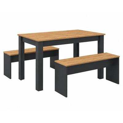 Holz Essgruppe Tischgruppe Tisch Bänke Esal XL