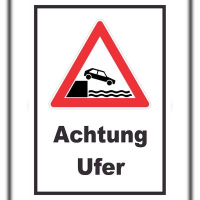 HB-Druck Achtung Ufer Schild A5 Rückseite selbstklebend