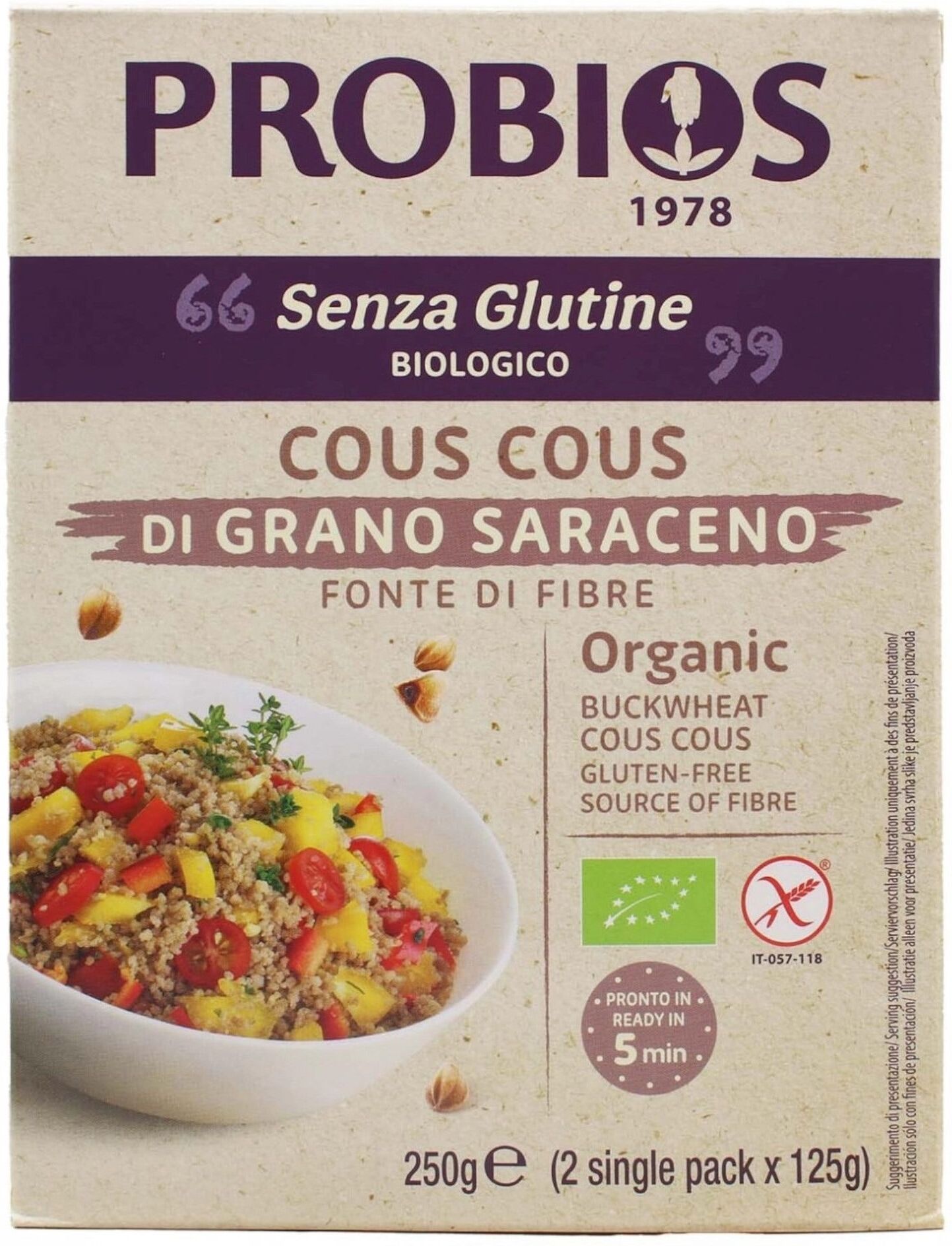 PROBIOS Altri Cereali - Cous Cous Di Grano Saraceno  250 Grammi 