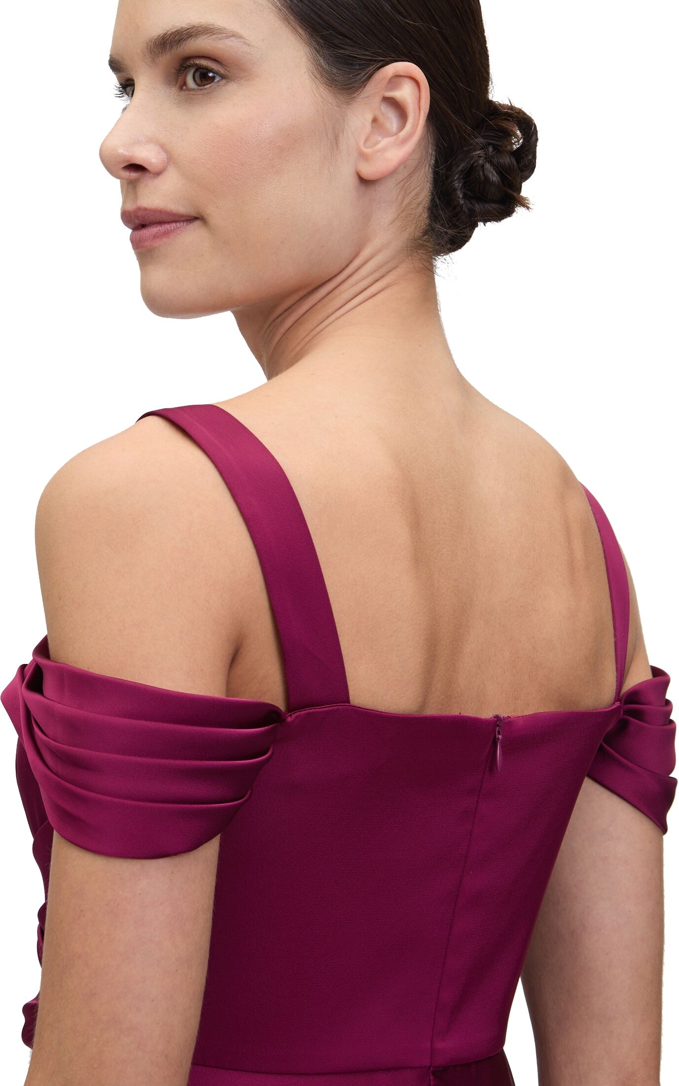 Abendkleid VERA MONT "Abendkleid schulterfrei", Damen, Gr. 38, EURO, pink (sweet berry), 100% Polyester PES., Kleider Abendkleid