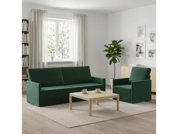 Sofa-Set 2 Stück Dunkelgrün Samt Moderner Look,Metallrahmen,Kissenrücken,Schaum-Faser-Füllung,Innenbereich
