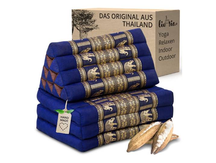 livasia Sitzsack Thaikissen 3 Auflagen (Deluxe) vegan und handgefertigt, 175x55x8cm, Kapok