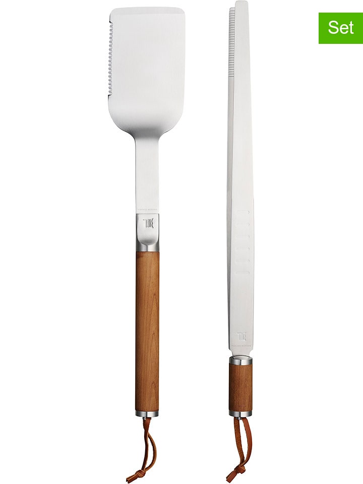 Fiskars 2tlg. Set: Grillzubehör ''Norden'' in Silber/ Braun - (L)44,1 cm - onesize