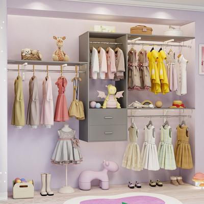Rackcog 96'' W Wall-mounted Closet System with Storage Shelves and Hanging Rods,Adjustable Walk-in Closet Organizer System