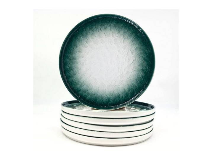 Quality Elegance Speiseteller Luxus Speiseteller Grün Keramik Modern Design 25,5CM, (6 St), Luxury Tableware, Smaragd Farbverlauf, Premium Keramik