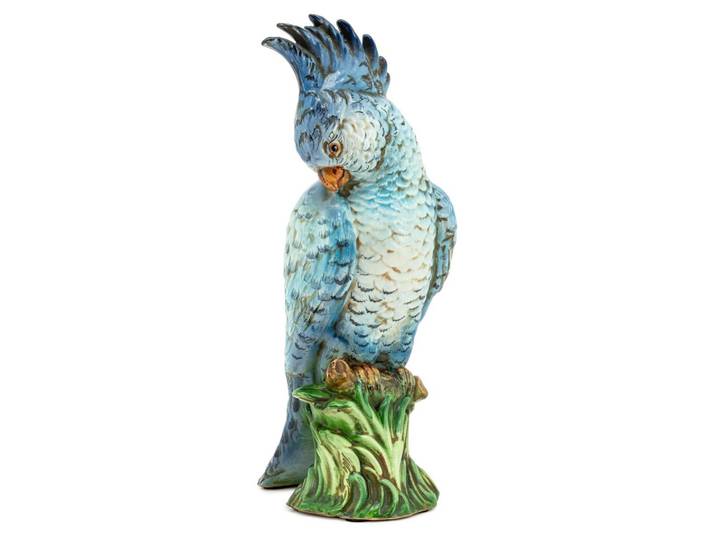 Figur Kakadu Keramik Blau H: 42 cm Abhika
