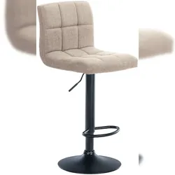 Décoshop26 - Barhocker x1 modernes Design cremefarbener Steppstoff schwarzes Metallgestell 10_0005609 10_0005609