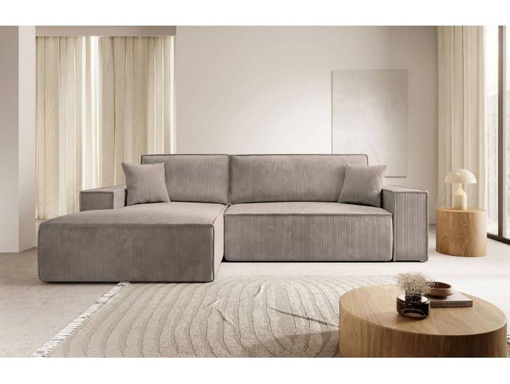 Selsey Ecksofa FARESE NEW, mit Schlaffunktion, Bettkasten und tierfreundlichem Cordbezug, 267 cm