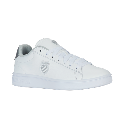 Sneaker K-SWISS "Court Shield II", Damen, Gr. 40, weiß (weiß, silber, weiß), Leder, Schuhe Sneaker