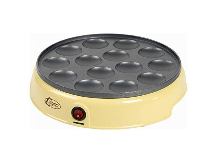 Bestron poffertjes apparaat, elektrische poffertjesplaat, antiaanbaklaag, 800W, geel