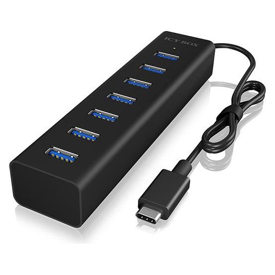 Icy Box Multiport Docking Station, High-Speed USB 3.0 Hub,IB-HUB1700-C3 (USB-C, 7 Ports) (IB-HUB1700-C3)