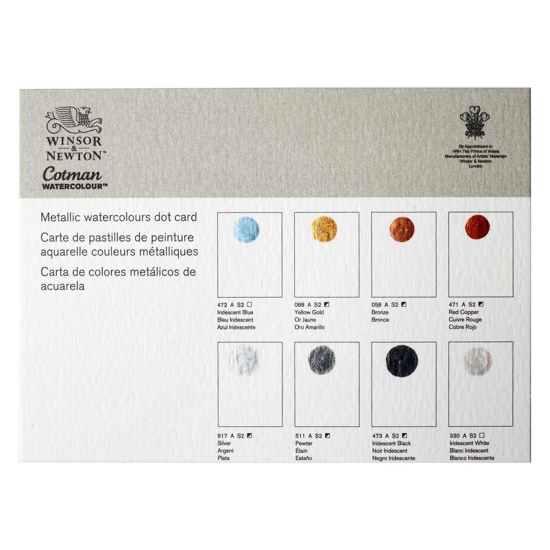 Winsor & Newton Cotman watercolour chart 8 new metallic colours (7654480)