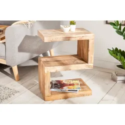 riess-ambiente Beistelltisch S - handgearbeiteter 60cm Mango Massivholz mit Ablage variabel stellbar
