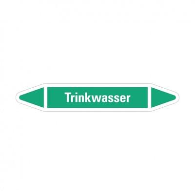 Aufkleber I RKZ-Etikett Trinkwasser, grün/weiß, für Ø 40-60mm, 218x37mm, 5/Bogen