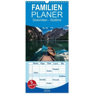 Familienplaner 2026 - Dolomiten - Südtirol mit 5 Spalten (Wandkalender, 21 x 45 cm) CALVENDO