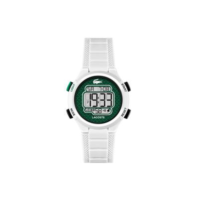 Chronograph LACOSTE "LC33 Kids", weiß, Armbanduhren, Kinder, Chronograph, Quarzuhr, Armbanduhr, Silikonarmband, digital, Tag, Stoppfunktion