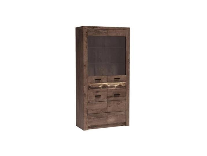 Vitrine pour salon - Vitrine Stanton C101 86050 - Mobilier1.fr - Chêne sombre - Dark ash - Avec des portes - LED 93x192x42cm