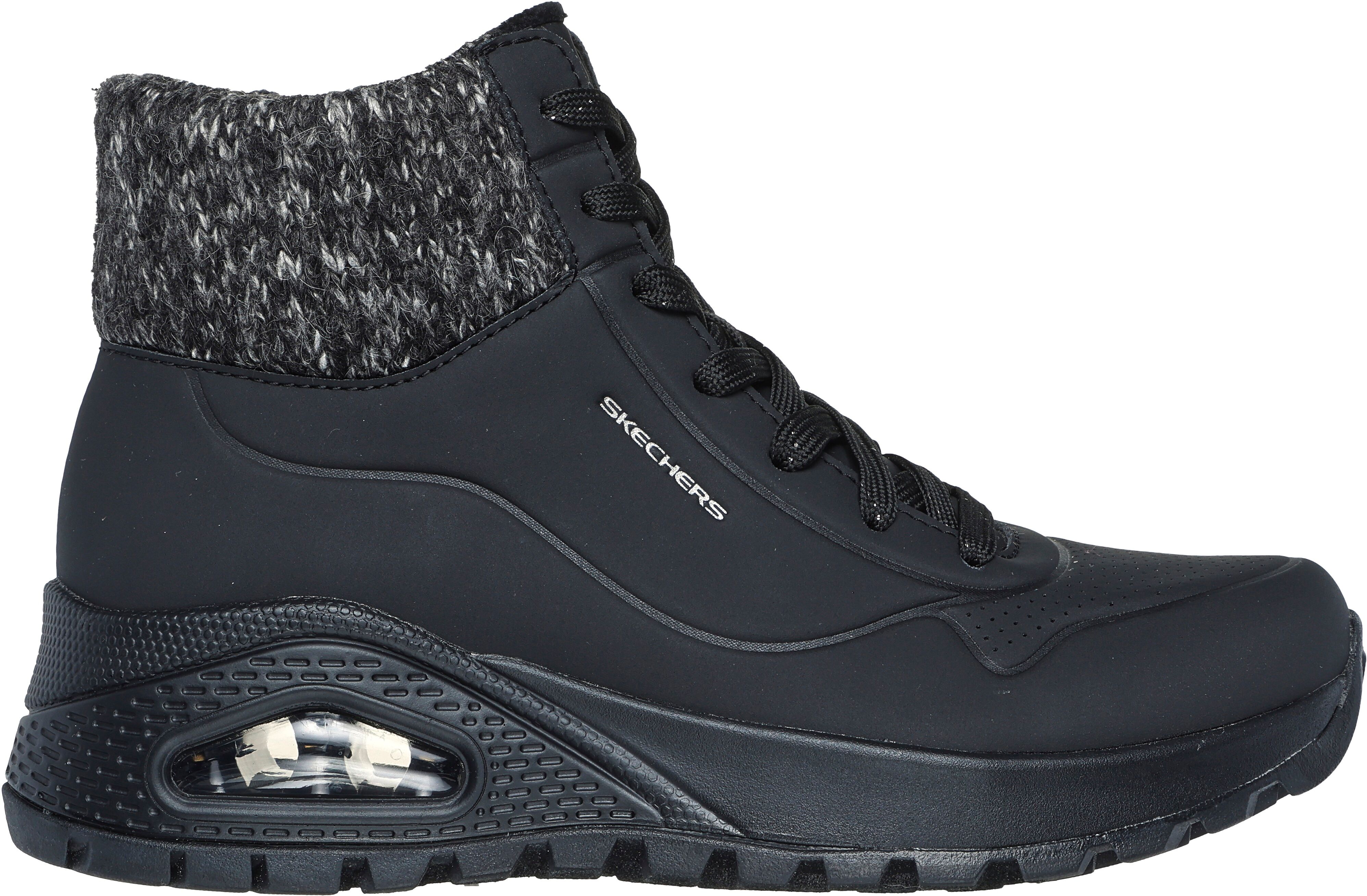 Winterboots SKECHERS "UNO RUGGED", Damen, Gr. 37, wärmend, schwarz, Lederimitat, Textil, Schuhe Winterboots, Snowboots mit Skech-Air-Luftkammernsohle schwarz 37, wärmend