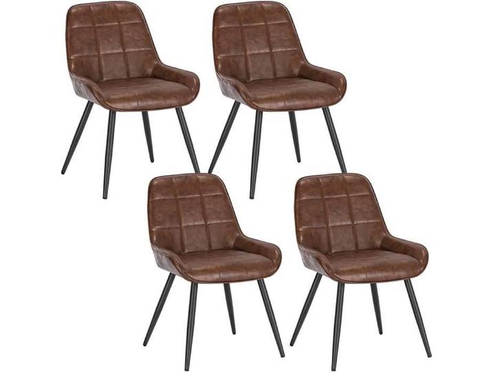 WOLTU Chaises de Salle à Manger Lot de 4 Chaises Relaxantes en SimiliCuir Ergonomiques avec Dossier Marron BH332br-4