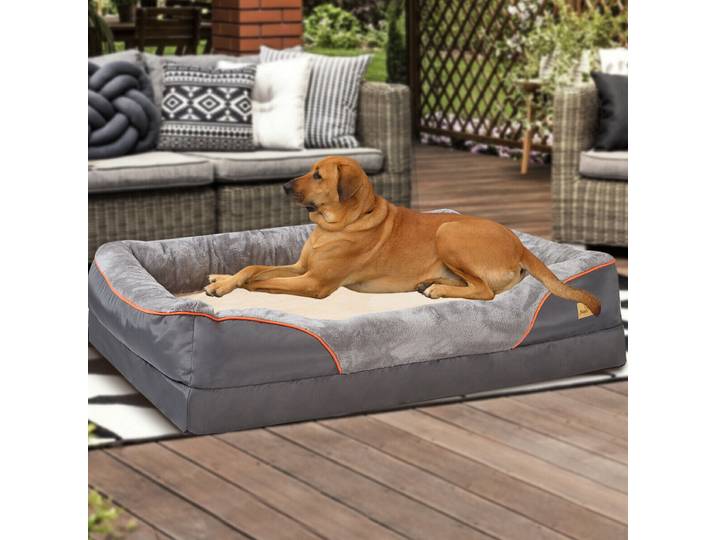 Lit pour chien L XL 2XL 3XL, super doux, en mousse orthopédique, avec coussin rembourré en coton et housse amovible