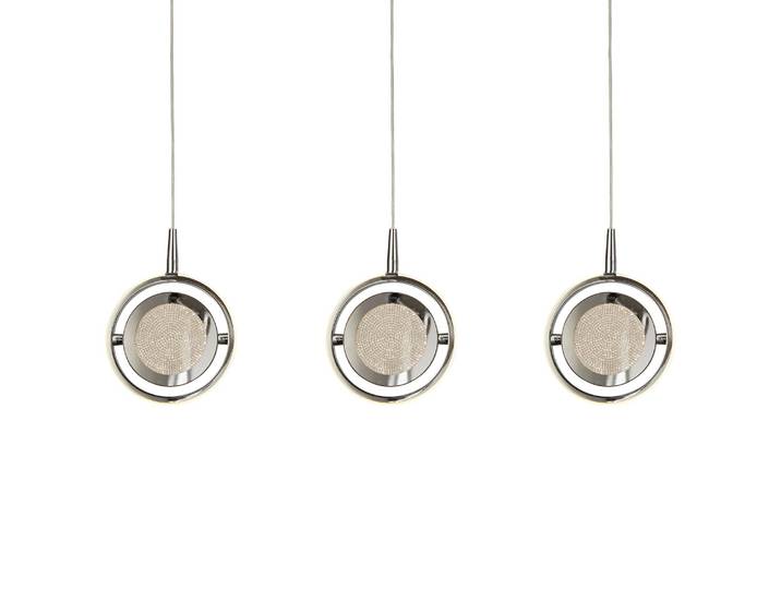 LED-Pendelleuchte Gyroscope 92 x 160 x 21cm Silber Glasart: Kristallglas Kunststoffart: Silikon Material: Glas, Metall, Kunststoff Metallart:
